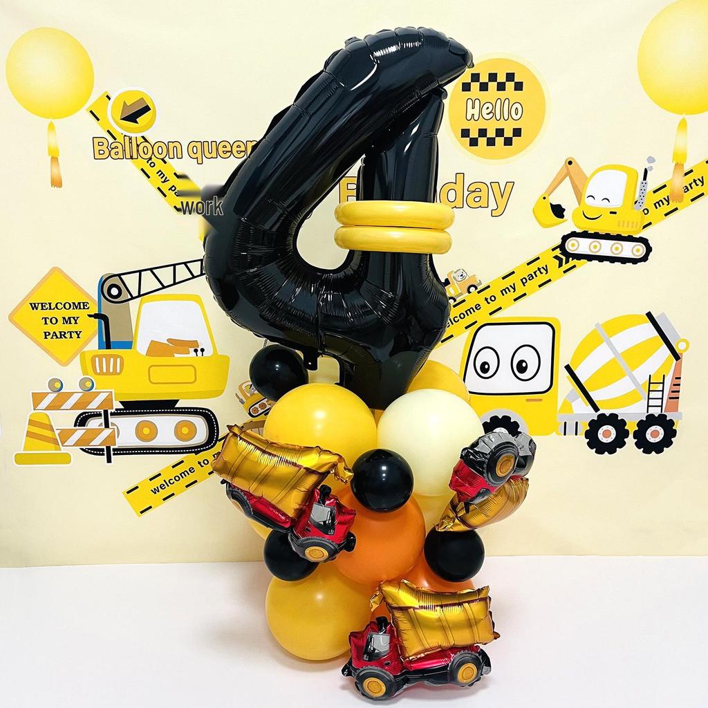 32" Black Car-Themed Number Balloon Set for Events
