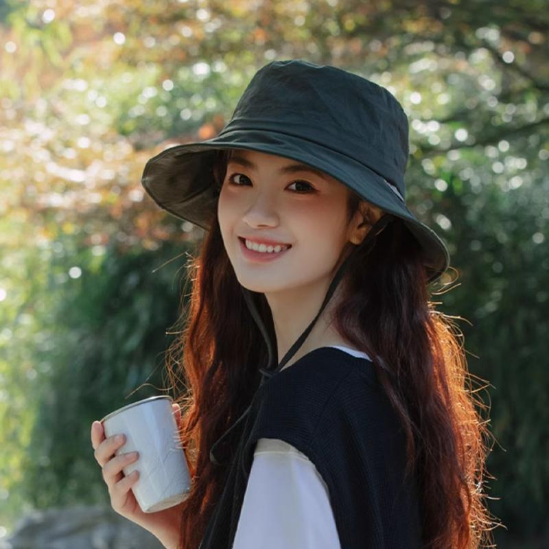 2025  Hat Women Summer Uv Protection Sun Protection Mountaineering Quick-Drying Fisherman Hat Windproof Rope Sun Hat