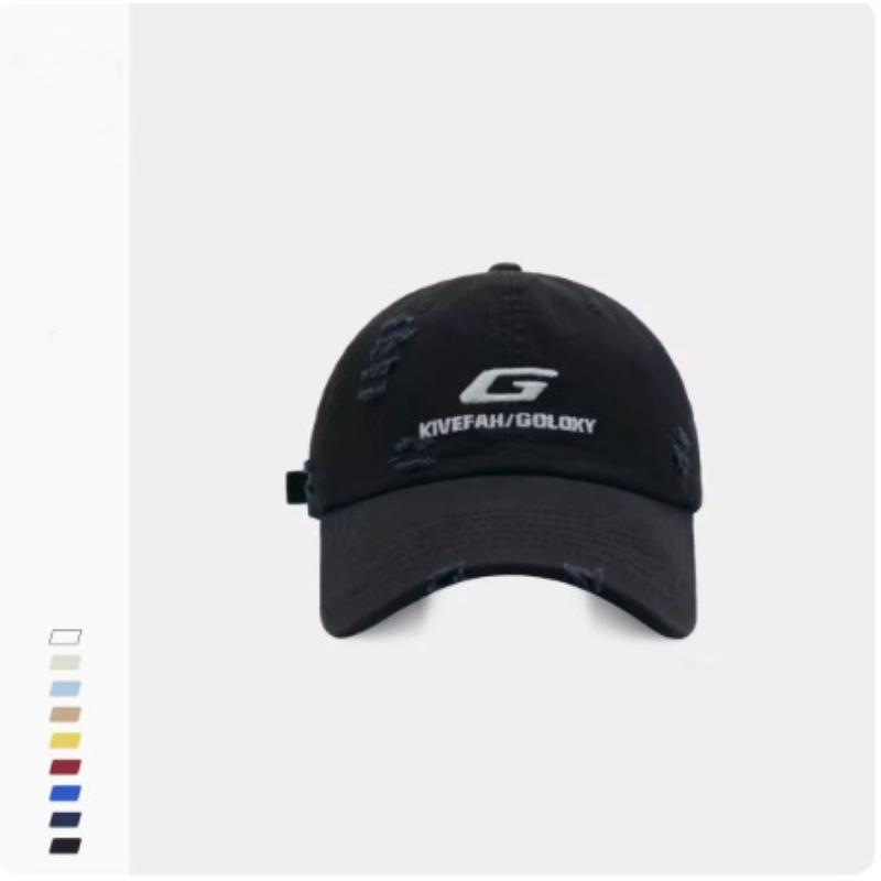 

New Street made Ripped Hip hop Baseball Cap Men s Korean Version Letter Embroidered Baseball Cap Women s Sun Hat adjustable