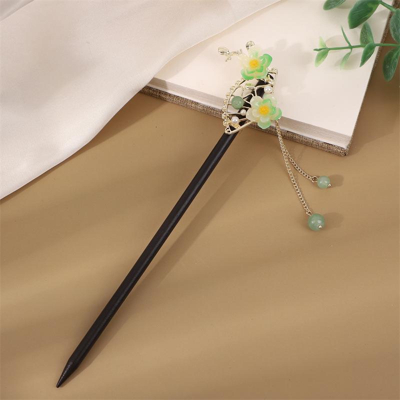 Ancient Style Tassel Hairpin - Imitation Ebony Wood, Hanfu Accessories, Chinese Jewelry for Women