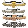 European Hot Item: 18K Color Retention Woven Bracelet with Micro-inlaid White Zirconia and Large Crown Copper Beads