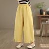 Plus size cotton Vintage high Waist Casual loose spring Summer wide leg Pants Women Trousers