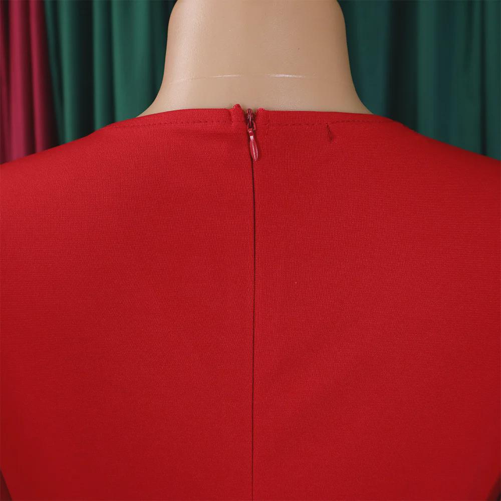 D411 Dámské letní šaty s nabíranými rukávy, výstřihem do V a obepínající boky - Profesionální OL styl pro africký, evropský a americký trh