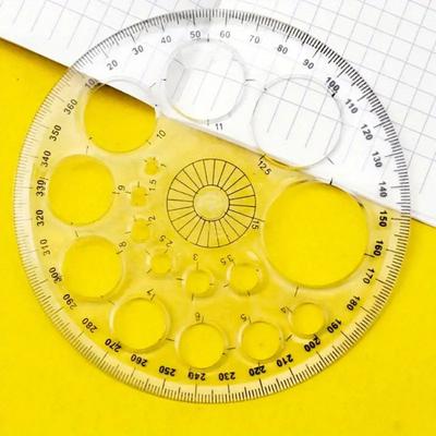 1pc Full Circle Protractor Colorful Protractor Round Maker Drawing Template Ruler Transparent Blue Template,360 Degree Rotating
