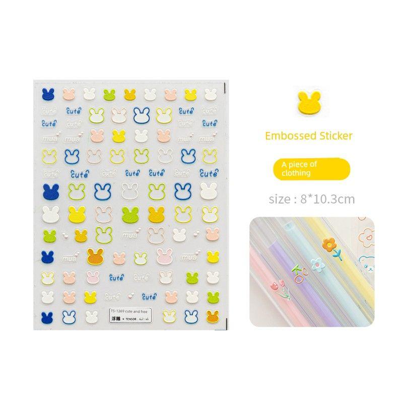 

Label Sticker Girl Mobile Phone for Students Goo Card Stickers Notebook Ins Style Three-Dimensional Relief Cute Nail Sticker Full Set Cute rabbit