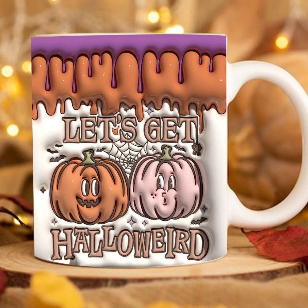 Gift Ceramic Halloween Coffee Mug With Handle Spooky Tea Mug 3D Ghost Mug