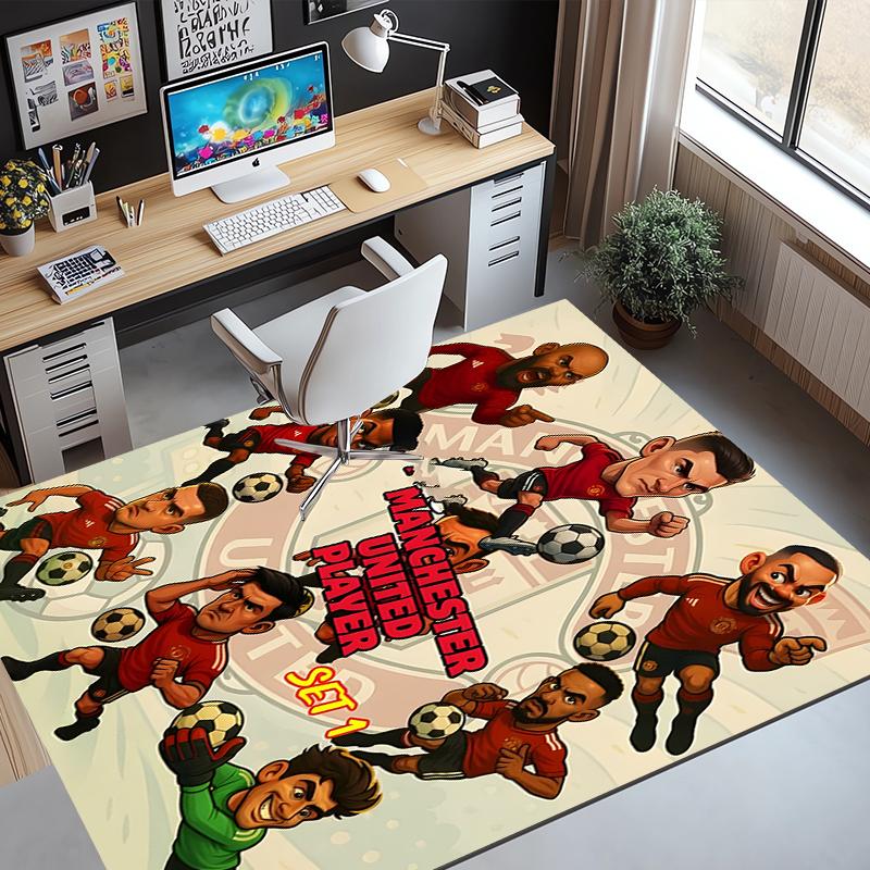Football United F.C Pattern Rug, Indoor/Outdoor Mat, for Picnic, Gameroom, Bedroom, Office, Living Room, Home Decor Carpet, Birthday Gift