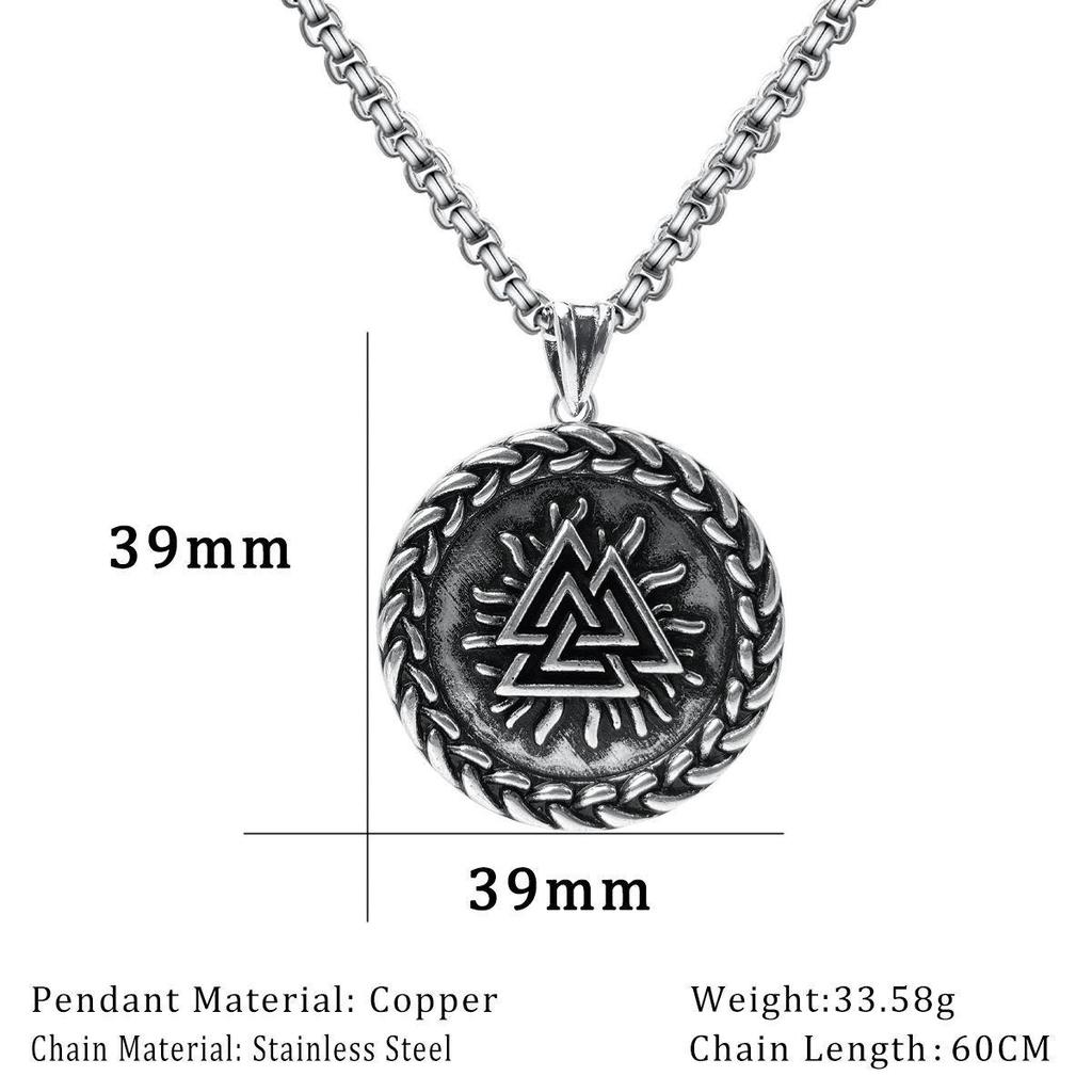 Xiweier Nordic Viking Odin Triangle Necklace - Copper Retro Fashion Trend