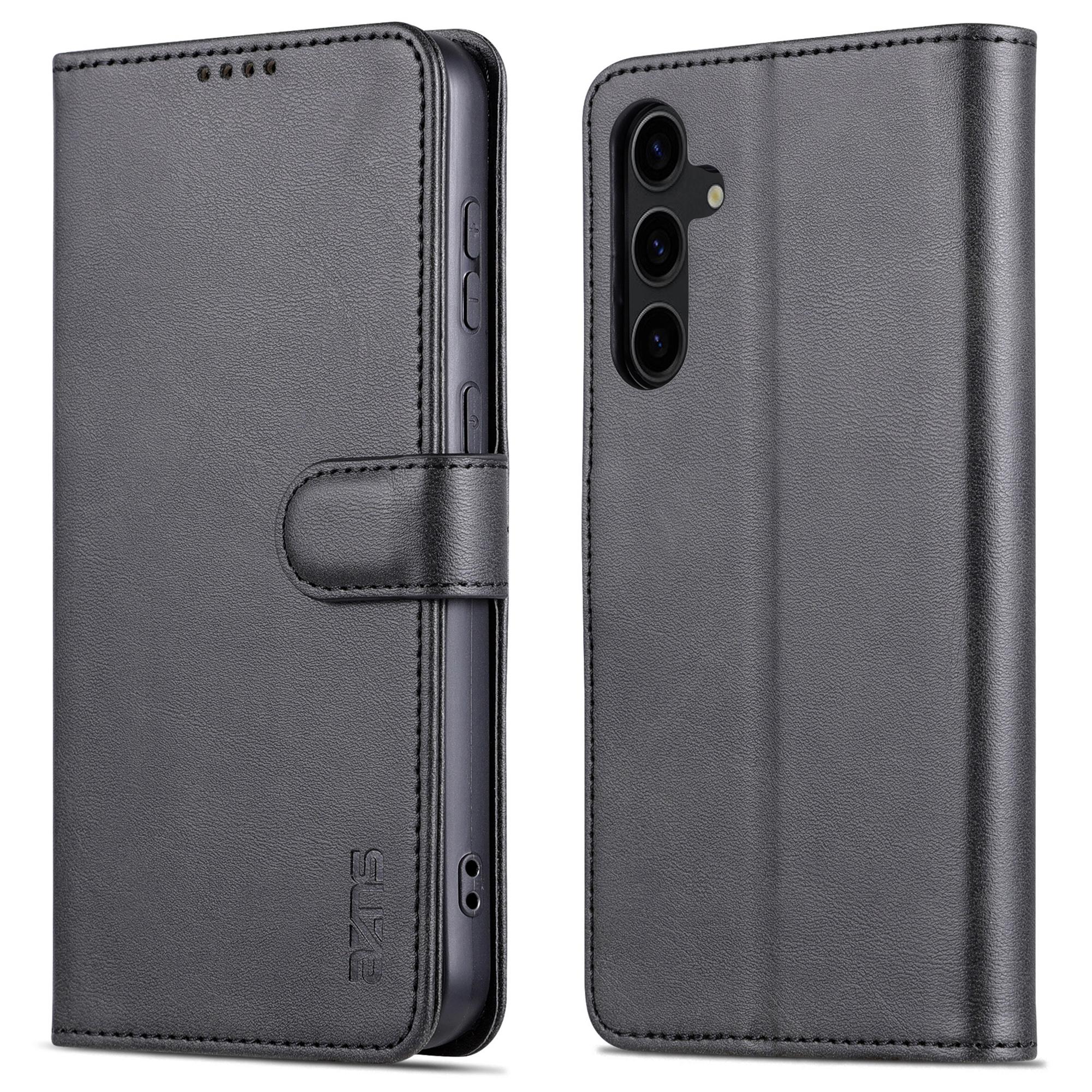 

AZNS For Samsung Galaxy S23 FE Slim PU Leather Phone Case Magnetic Stand Wallet Cover Black