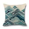 Home Ocean Wave Digital Printed Throw Pillow Linen Cushion Waist Pillow Case