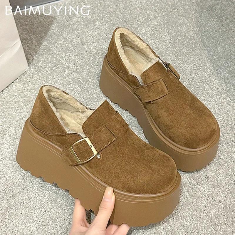 Fur Platform Women Ankle Boots Flats Suede Shoes Woman 2025 Trend Winter Fashion Designer Casual Walking Warm Women’s Snow Botas