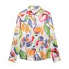 European and American Style, New Women's Clothing, Fashionable, Versatile, Cross-border Comfortable Flower Silk Satin Texture Shirt