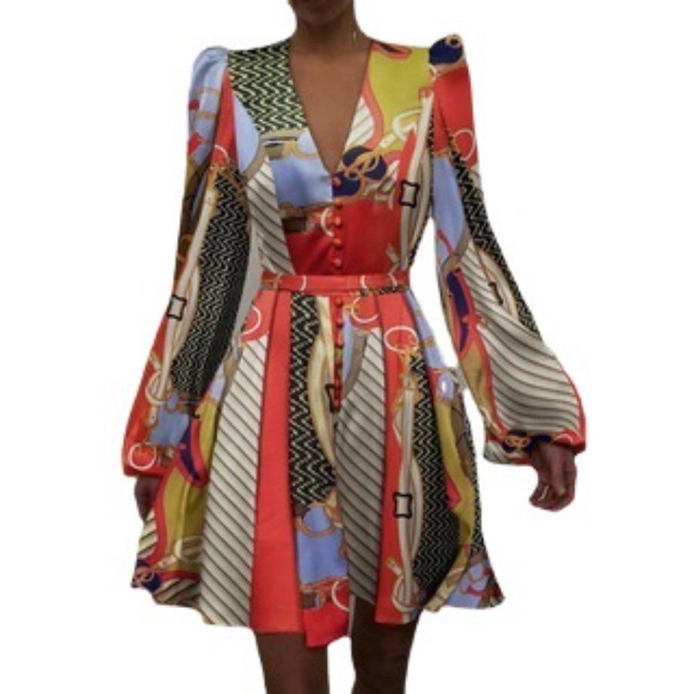 Jarní Dámské Nový design Feeling Lucer Rukávy Saténový výstřih do V Temperamentní Slim Fit šaty