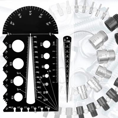 2Pcs Thread Measurement Gauge 26 Holes Metal Thread Pitch Multi-Gauge with Case Metric Imperial Scales Measuring Tool
