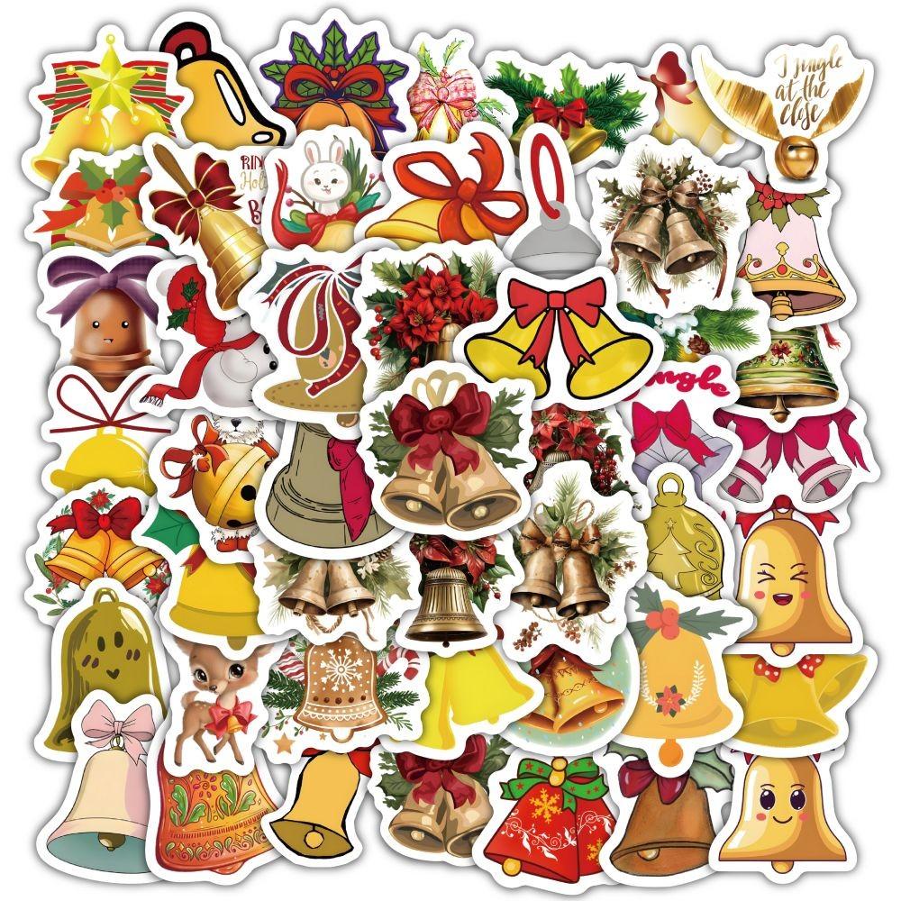 60PCS Cartoon Cute Merry Christmas Jingle Bells Graffiti Stickers for Bicycle Hand Account Pencil Case Decals