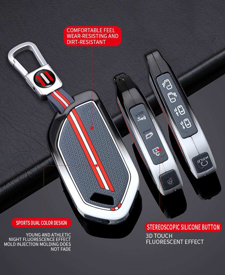 5/6/7/8/9 Buttons Zinc Alloy+Silicone Car Key Case Cover Protective Shell Fob for Kia Ka4 Car Keychain Interior Accessories