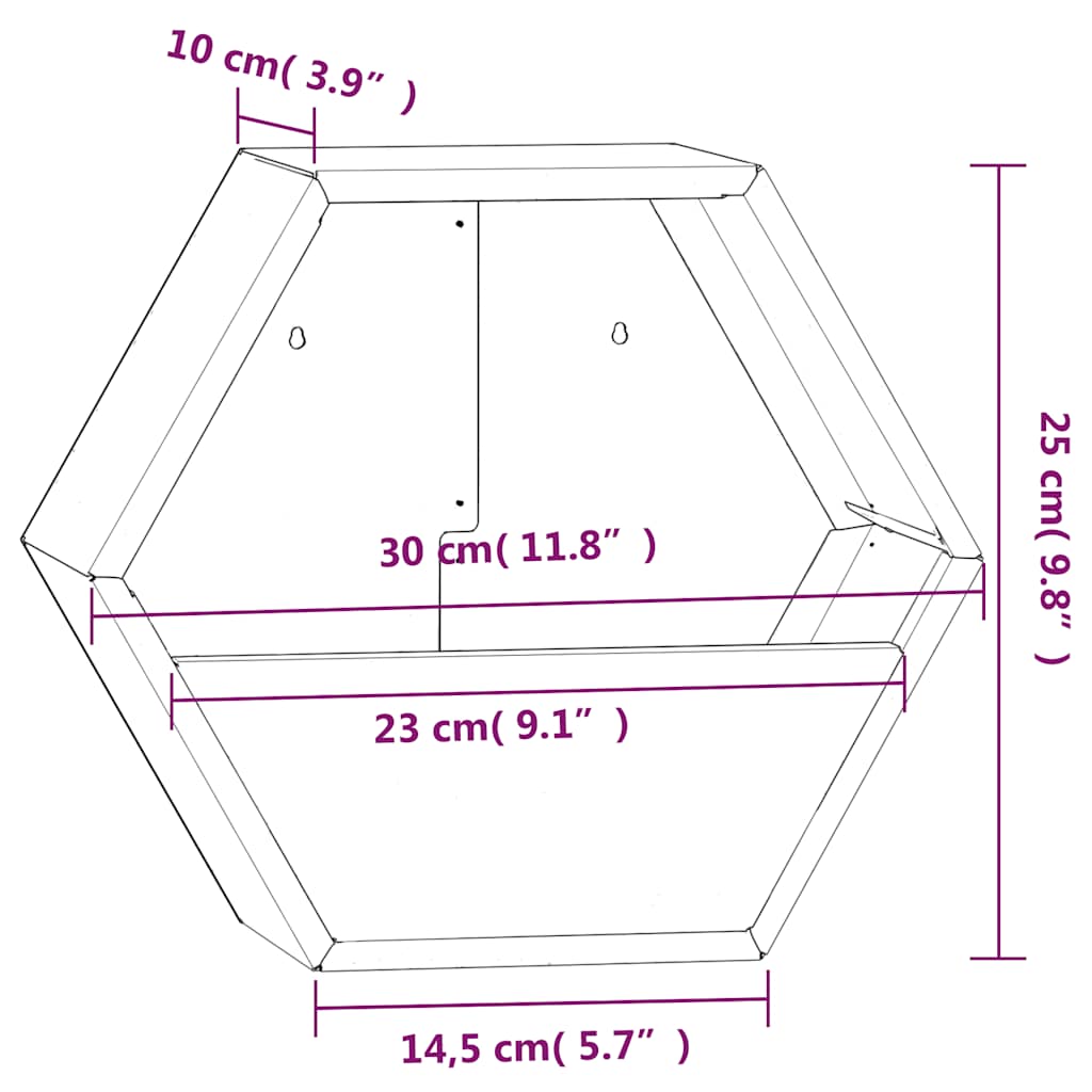Wall Mounted Planters 2 Pcs. Rusty Corten Steel 30 X 10 X 25 Cm