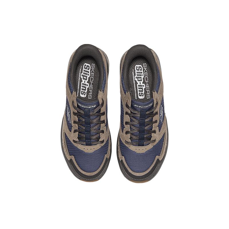 Skechers Outdoor Comfortable Shock Absorbing Low Top Outdoor Functional Shoes Men shoes Blue Brown 237814-NVBR