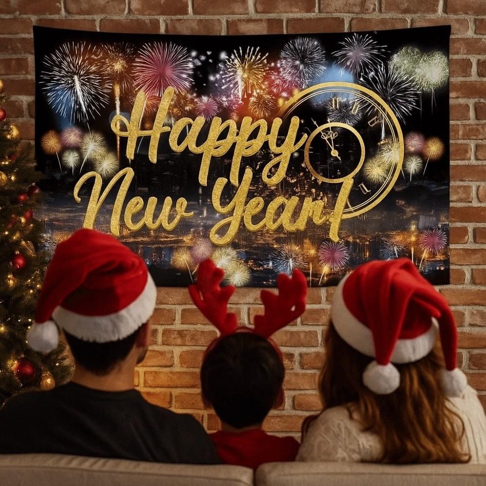 Banner New Year Backdrop Polyester New Year Wall Decor Cloth Big Size 2026 Background Cloth Bar