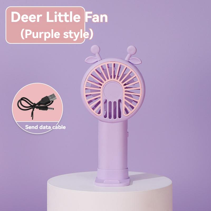 

2024 Новый портативный USB мини-вентилятор с мультяшным милым домашним животным и подставкой, настольный уличный карманный вентилятор фиолетовый