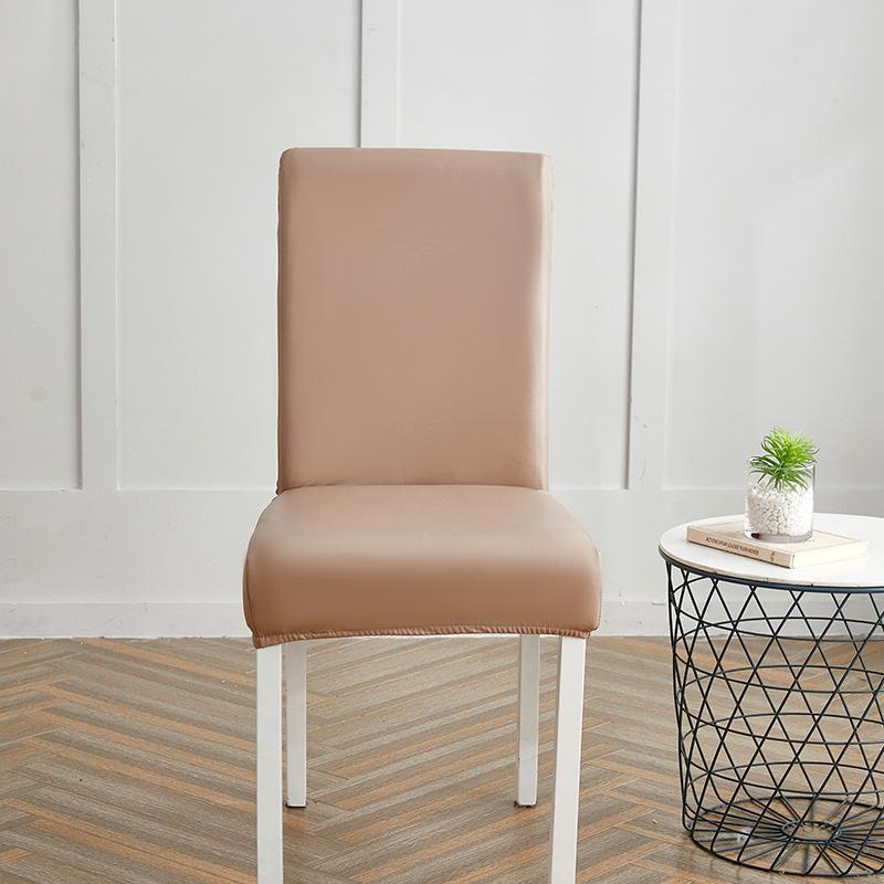 Solid Color Elastic Leather Seat Set Dining Chair Office Waterproof Dustproof Chair Cover