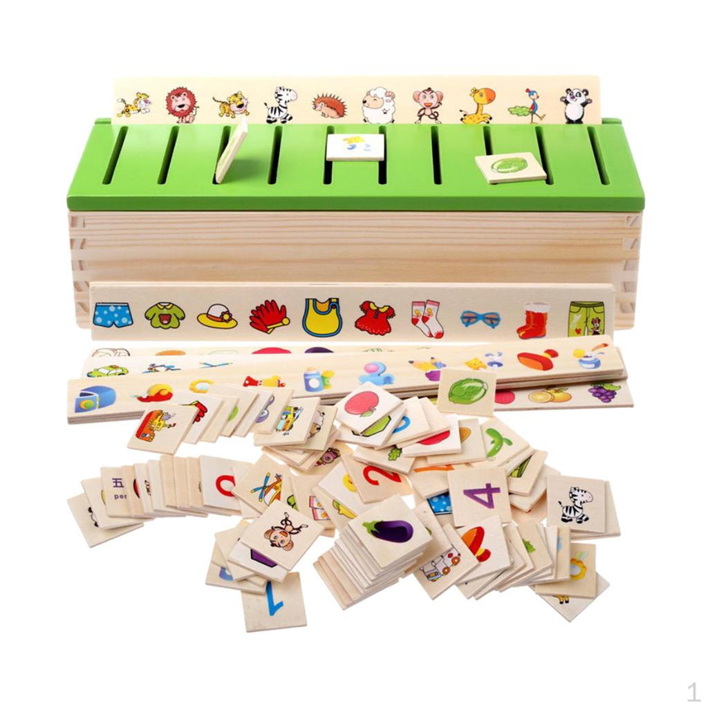 Wood Montessori Sorting Toys Kit Learning Category Matching