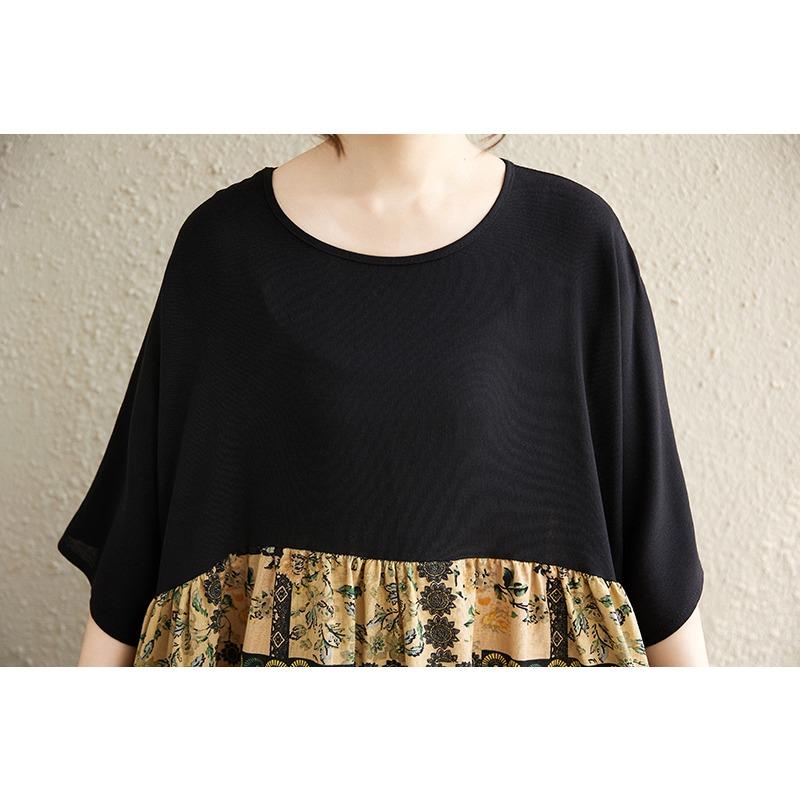 DIMANAF Plus Size Women Summer Dress Elegant Style Basic Vintage Long Dress Linen Loose Large Dress