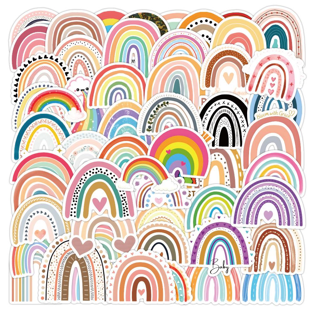60-120 Rainbow Stickers Children's Birthday Party Cartoon Graffiti Stickers Notebook Water Cup Stickers