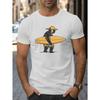 Bear With Surfboard Print T Shirt, Tees For Men, Casual Short Sleeve T-shirt For Summer