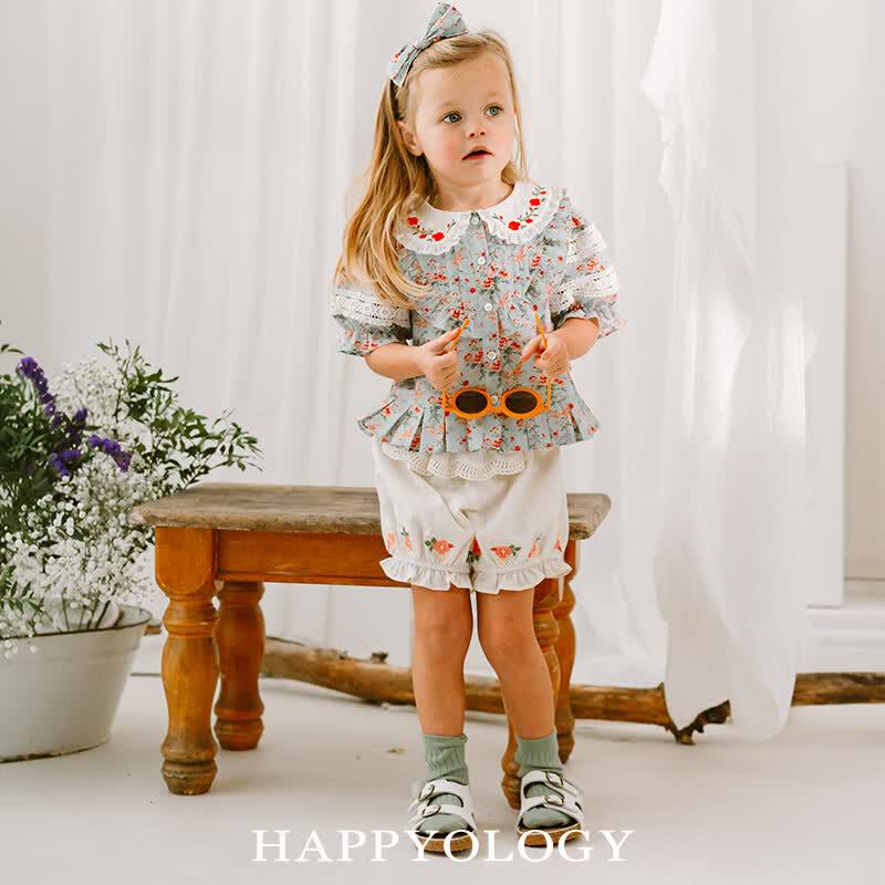 Happyology Girls  Embroidered Lantern Shorts 5Y