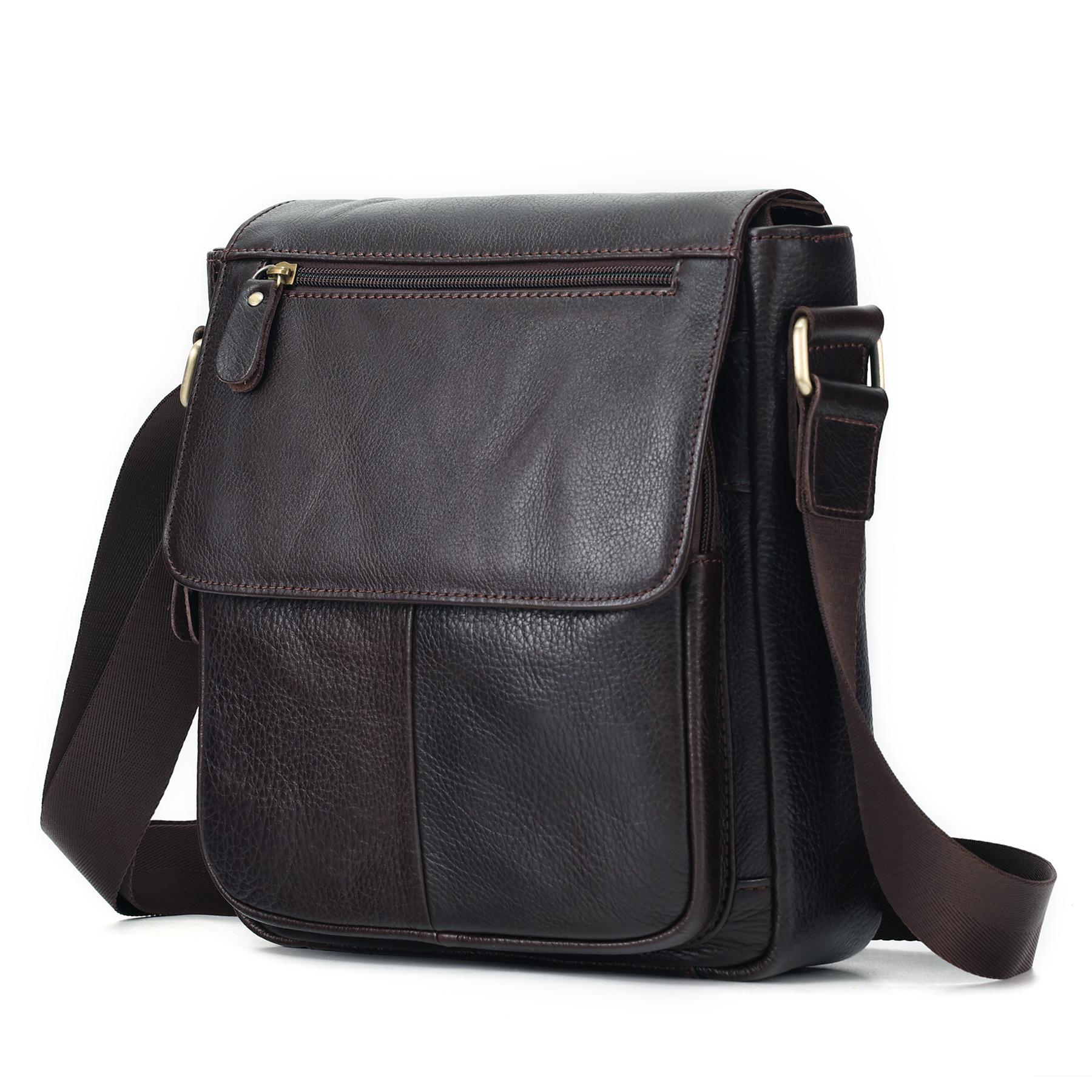 Leather Men S Bag Casual Commuter Multi-Functional Shoulder Bag Large Capacity Bag Cover Type Men S Bag Messenger Bag