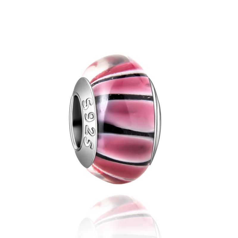 Murano Glass Collection Copper MultiColor Blue Bump Charm Fits Bracelets Women Exquisite Jewellery Accessories Gifts