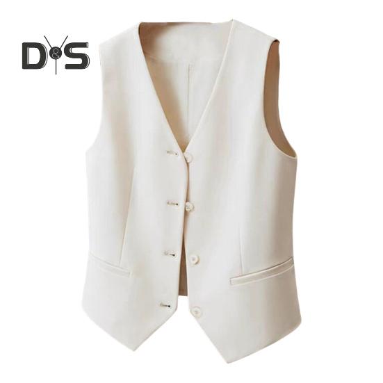 Dámská vesta jednořadá jednořadá, jednořadá, bez rukávů, výstřih do V, úzký střih formální obchodní styl cardigan retro kancelářská svatba banketová vesta