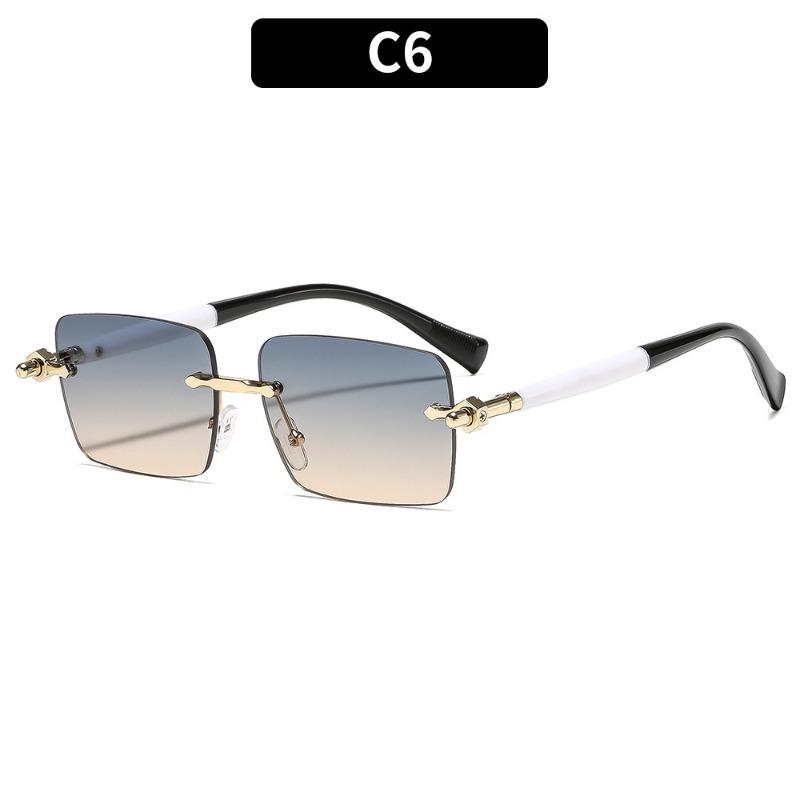 

Non-polarized Fashionable Simple Square Frameless Sunscreen Women Men Sunglasses Retro Personality Metal Frame Women Eyeglasses