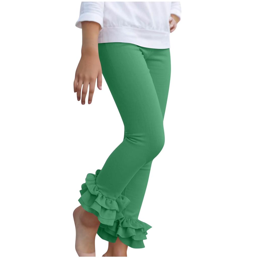 Kindermode Einfarbig Spitzenbesatz -Farbig Lässig Vielseitig Süß- Outfit Leggings