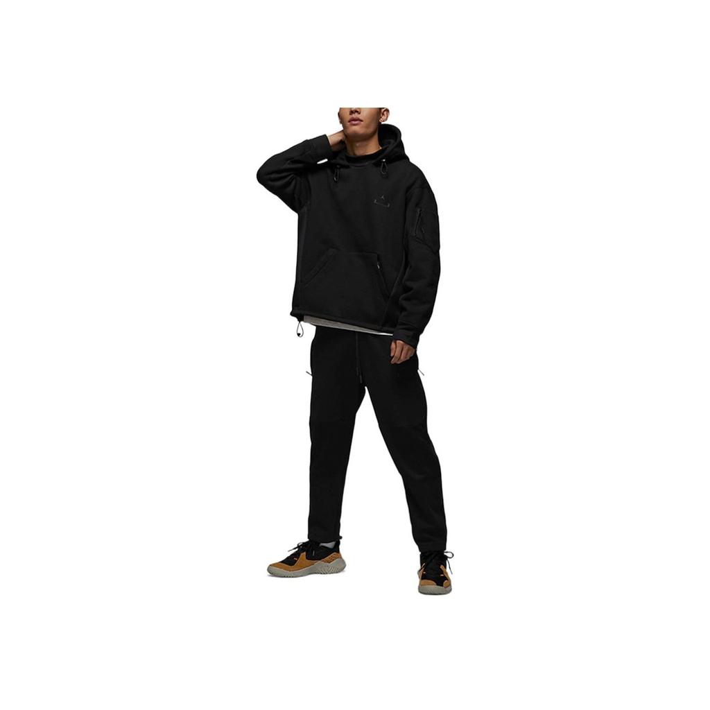 Jordan Engineered Solid Color Letter Print Hooded Fleece Sweatshirt Men sweatshirt Black DV7682-010