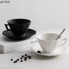 Simplicity Stone Patterned Ceramic Mug and Dish Set Creative Office Latte Coffee Mug Milk Mug Household Water Cup Tea Cup
