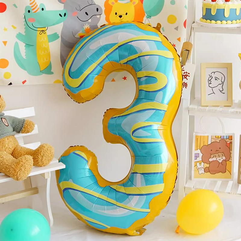 40 Inch Donut Birthday Digital Aluminum Film Balloon Children'S Baby Year Old Arrangement Food Cartoon Dopamine Party