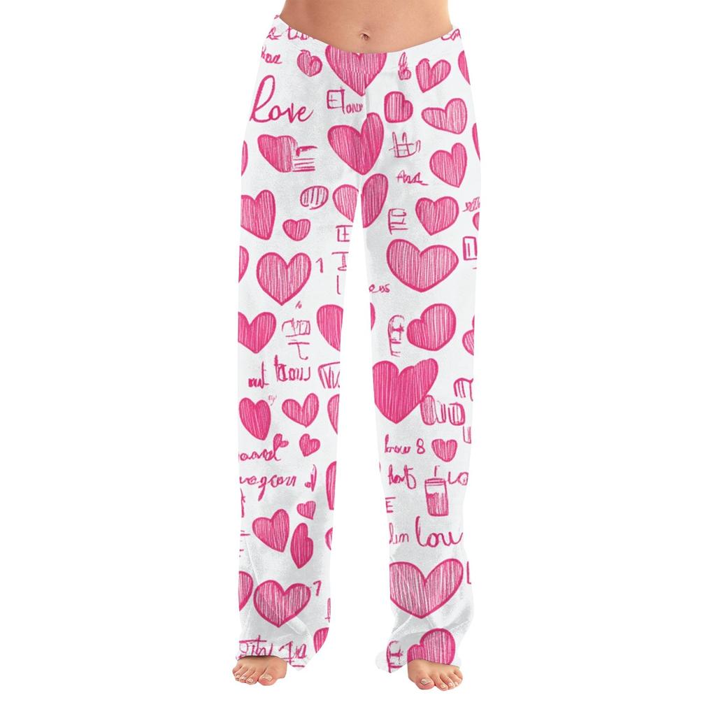 Women's Valentine's Day Printed Casual Pants Drawstring Elastic Waist Drawstring Pants