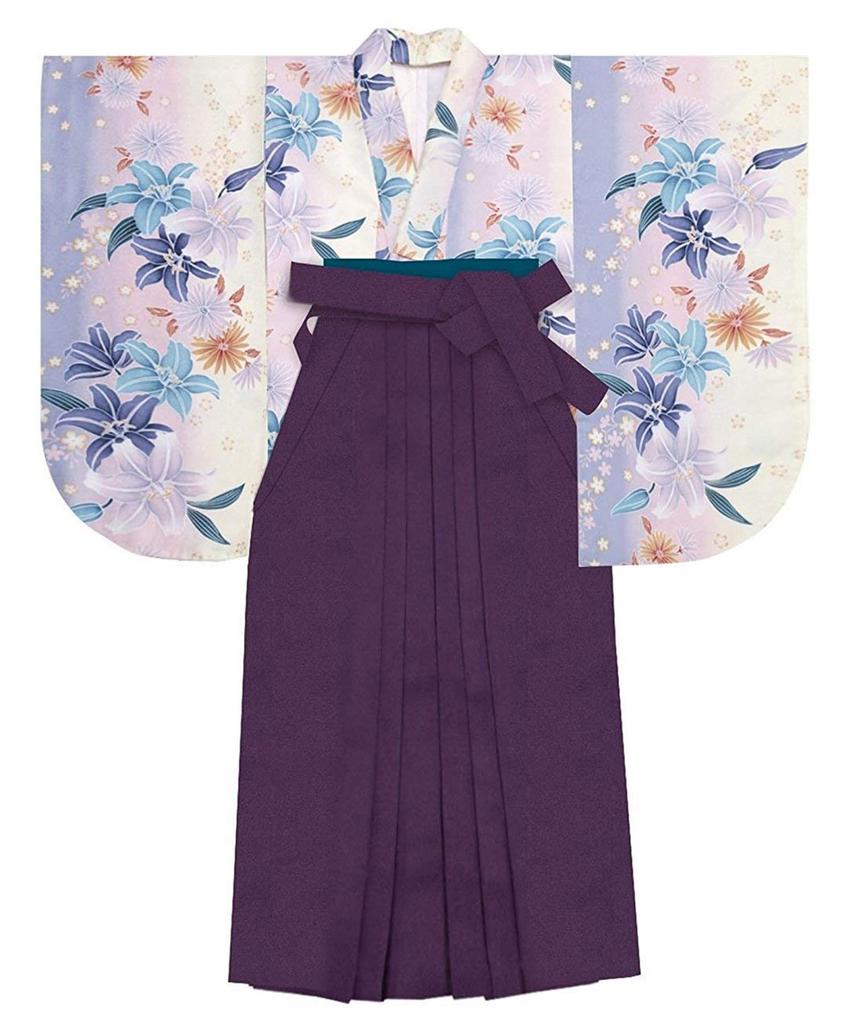 Hakama Graduation Elementary School Graduation Ceremony Elementary School Hakama Hakama Gorgeous Junior String Bottom Shion Lily [KYOETSU] Set,