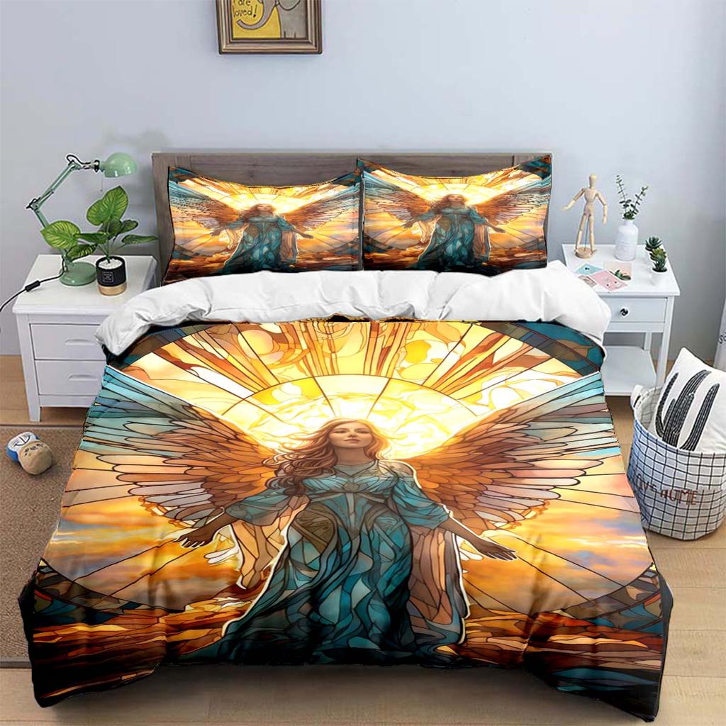 Comforter Exquisite Angel Wings Printed Bedding Sets Exquisite Set Bed Comforter Set Bedding Set Luxury Birthday Gift