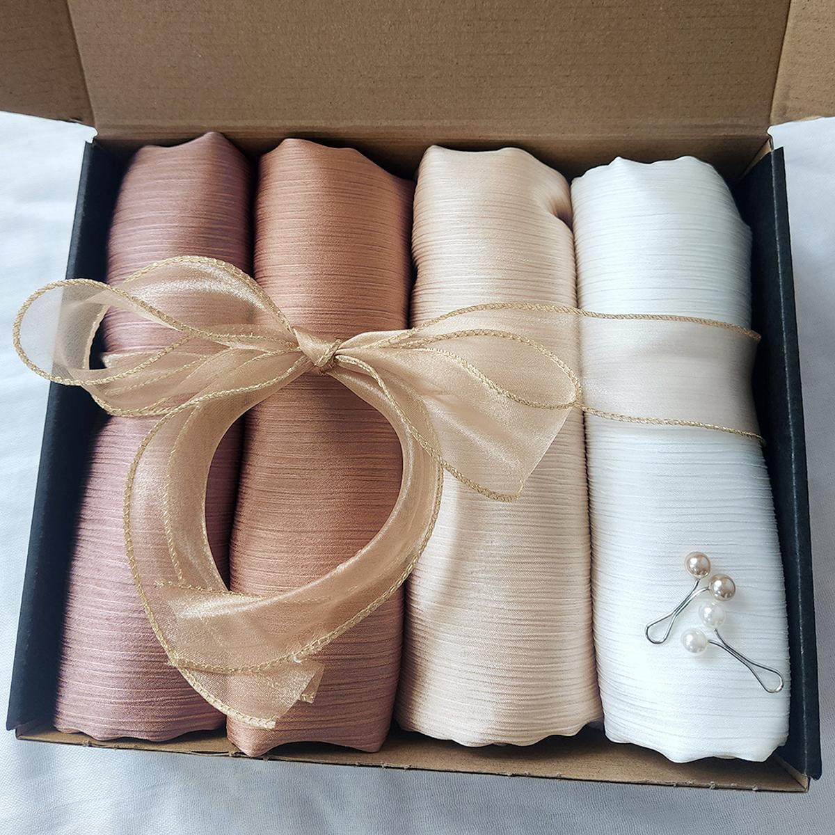 

4 шт. в комплекте Мединский жатый атласный шелк Хиджабы Шарф Женские Длинные Повязки на голову Мусульманская мода Шали Женские Однотонные Однотонные Головные платки