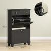 Narrow Shoe Cabinet, Drop-Down Drawers, Adjustable Shelf, 60x23.5x98.5cm, Black