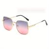 Chic Oversized Square Fashion Glasses with Golden Frame Fashion Eyewear, Mirrored Lens, Metal Frame, Eyeglass Case