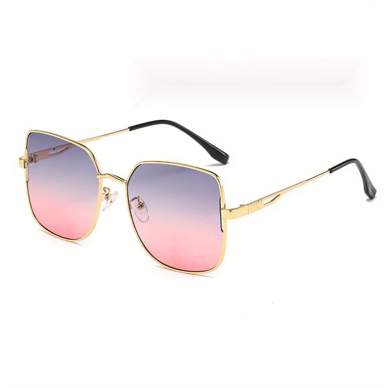 Chic Oversized Square Fashion Glasses with Golden Frame Fashion Eyewear, Mirrored Lens, Metal Frame, Eyeglass Case