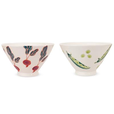 Fresh Art Rice Bowl Pear Hasami Ware Made In Japan J-kitchens Sho~ (Radish Bean)