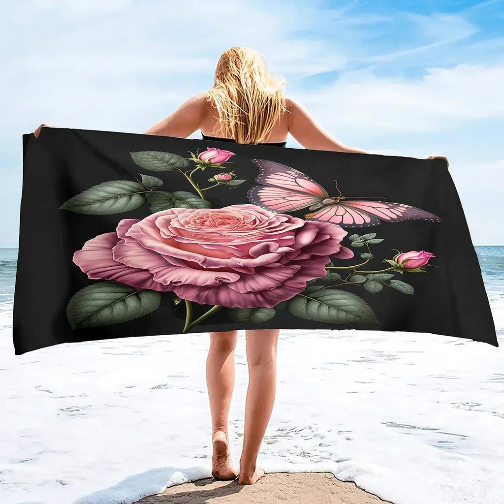 Butterfly Microfiber Sand Free Beach Towel Super Absorbent Lightweight Thin Towel Blanket for Pool Swimming Bath Camping Yoga