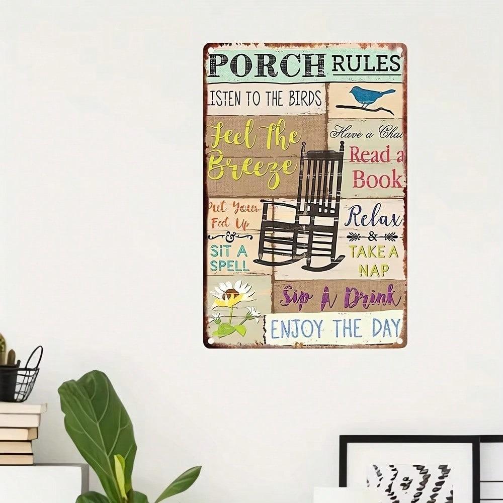 **Vintage Farmhouse Porch Aluminum Sign Waterproof Wall Decor Kitchen Garden Plaque**