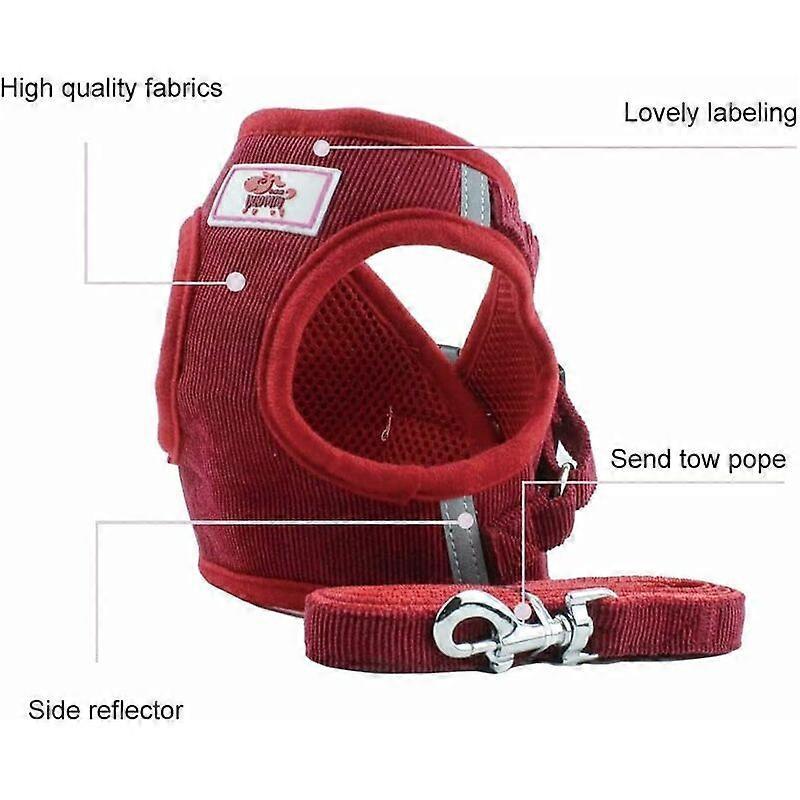 Dww-(XS, Red) Soft Mesh Fabric Training Harness Vest for Dogs, Cats, and Small Animals