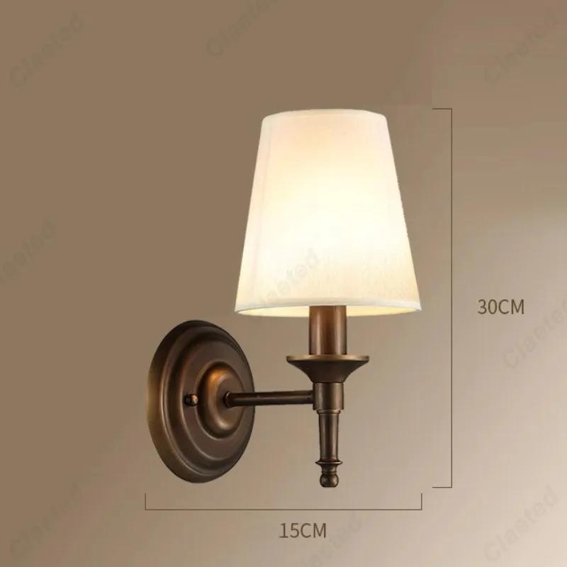 Creative LED European Fabric Lampshade E14 Bedroom Bedside Wall Lamp Indoor Living Room Corridor Staircase Decoration Lighting